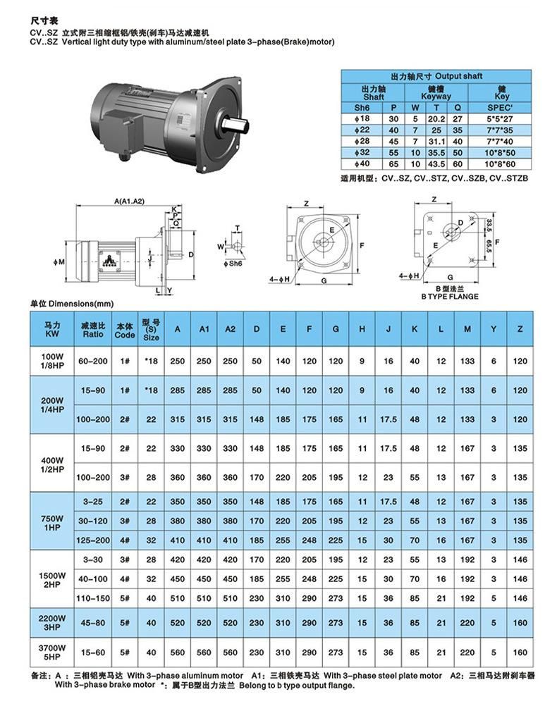 AC Gear Motor, Horizonal Type,