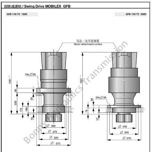 Swing Drive Gearbox/Slew Drive Motor Gfb110 T3 1000