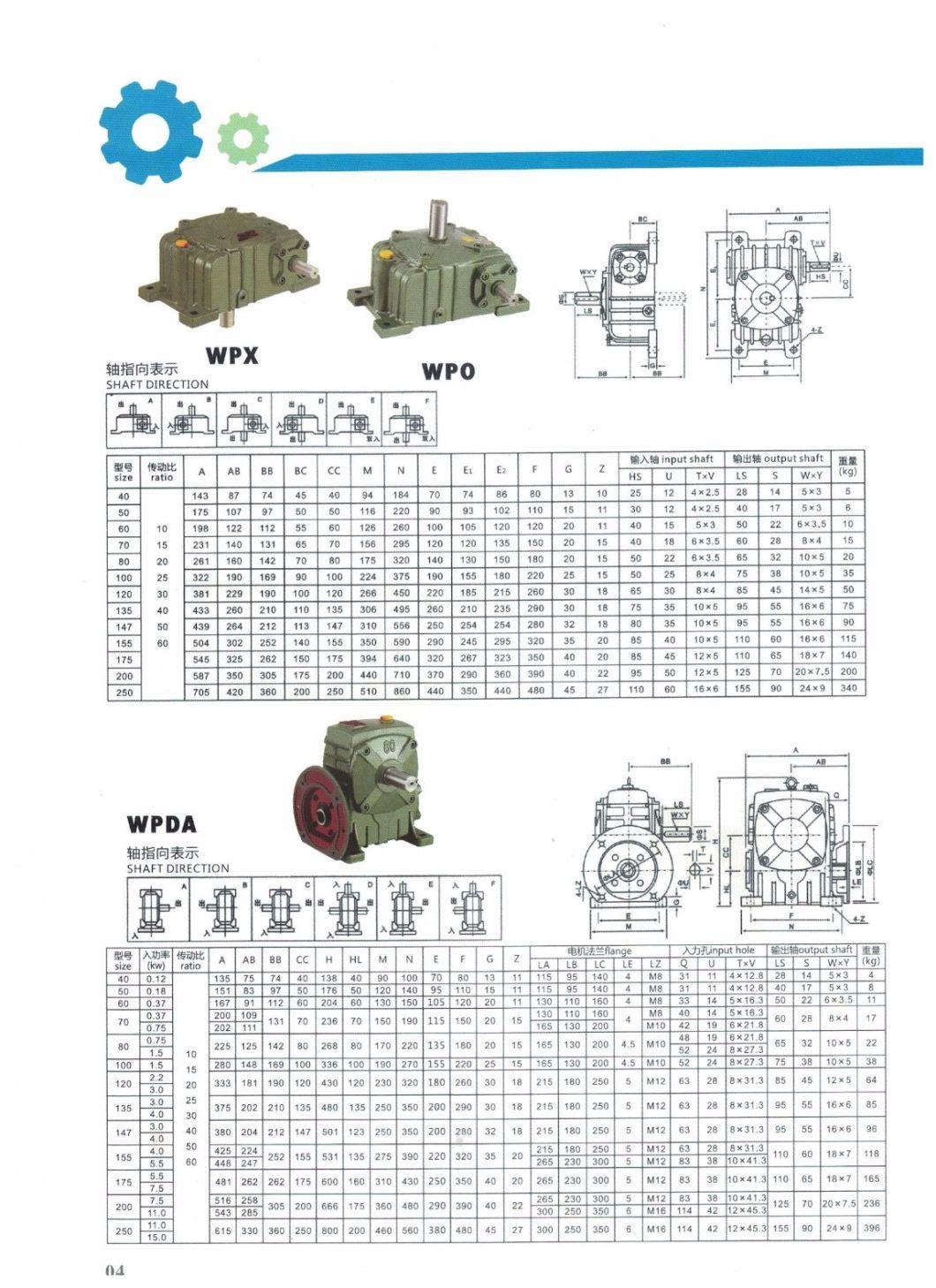 Wpa Wps Low Speed Worm Gear Speed Reducer