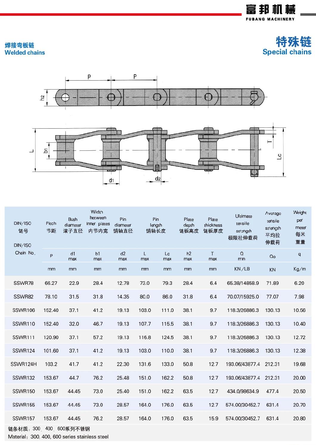 Good Quality Carbon Steel Industrial Conveyor Roller Stainless Steel Special Welded Chains