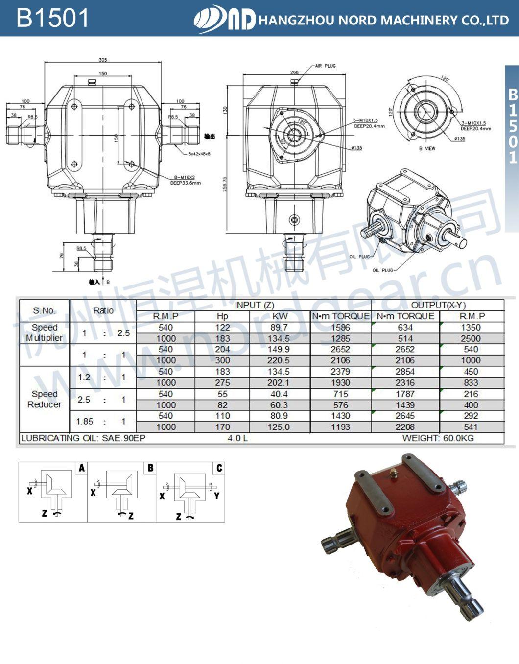High Housepower Agricultural Gearbox for Agriculture Forage Machine Gear Box Pto
