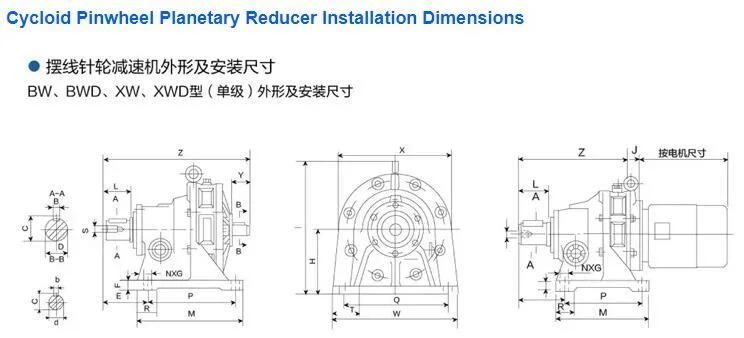 China Factory Horizontal Cycloidal B/X Cycloid Pin Weel Gear Speed Reducer