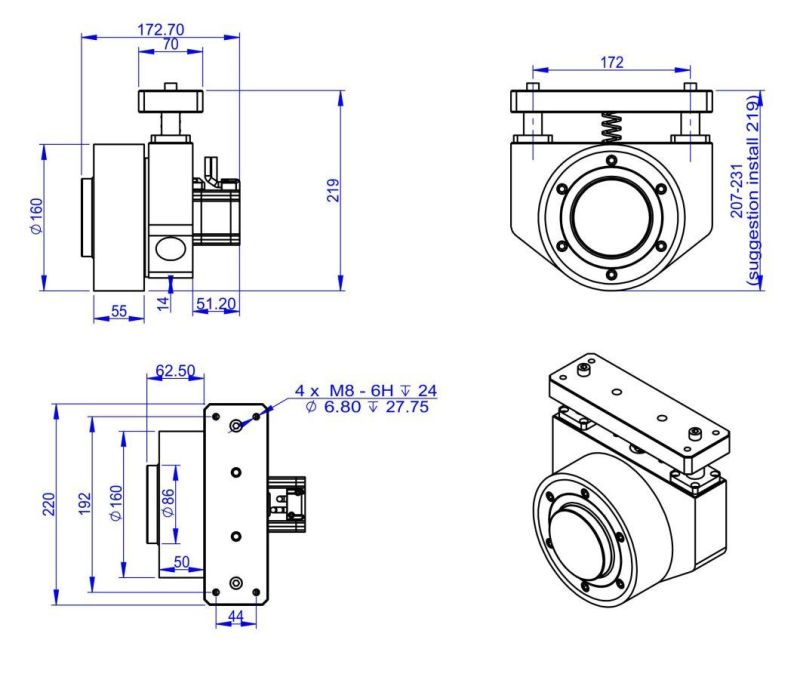 Latest Wheel Type Tzdl-200-PT Series Agv Wheel with 200kg Load Capacity with Shock-Absorbing Suspension Device for Industrial Agv Vehicle Robot (TZDL-200-PT-S)