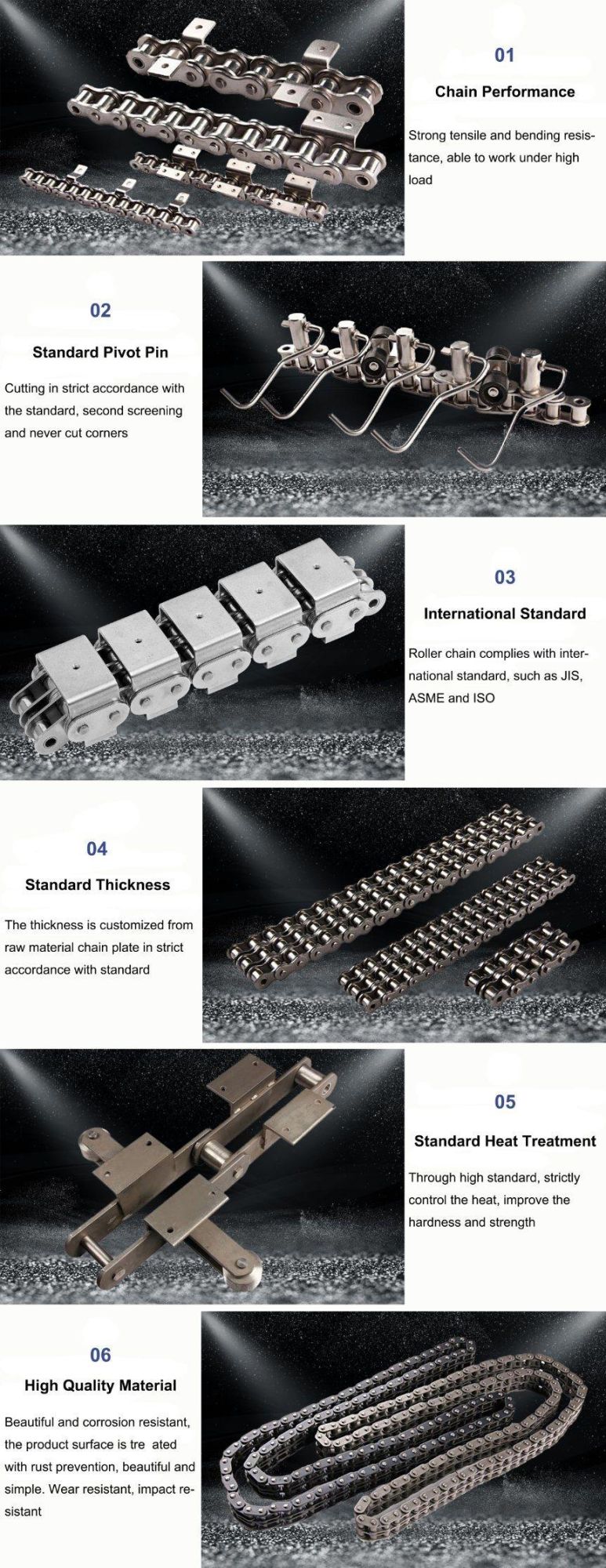 Factory Supply ANSI ISO Standard Custom Pitch Anti-Corrosion Stainless Steel Transmission Chain