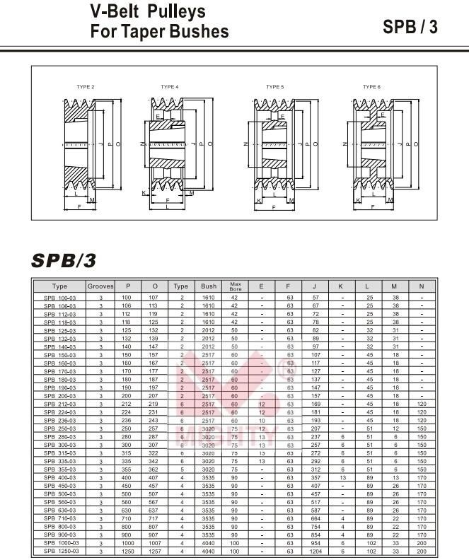 V-Belt Pulleys for Taper Bush According to ISO4 183 and DIN2211 Norms /Spb-100-01/European Standard