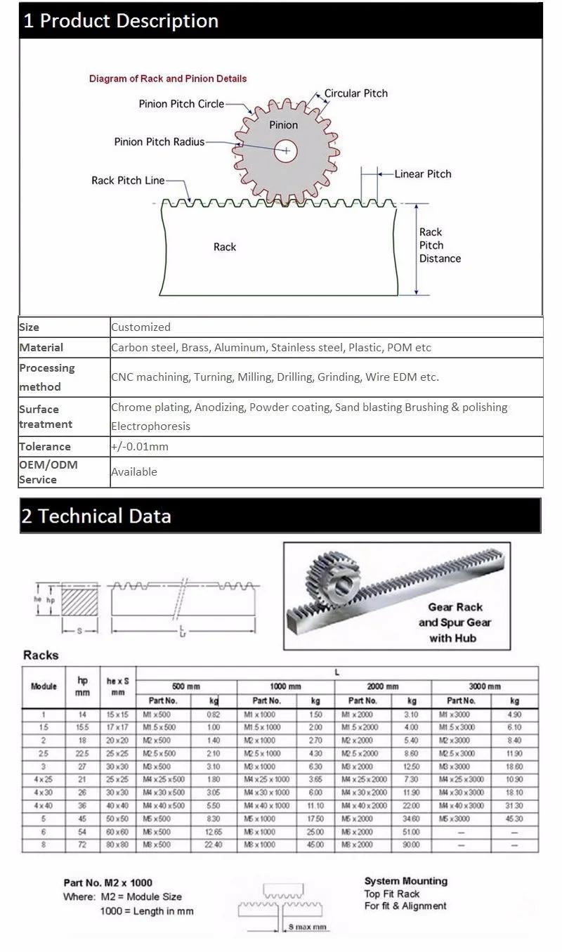 S45c 22*22*1000CNC Machine Gear Rack for Sliding Gate