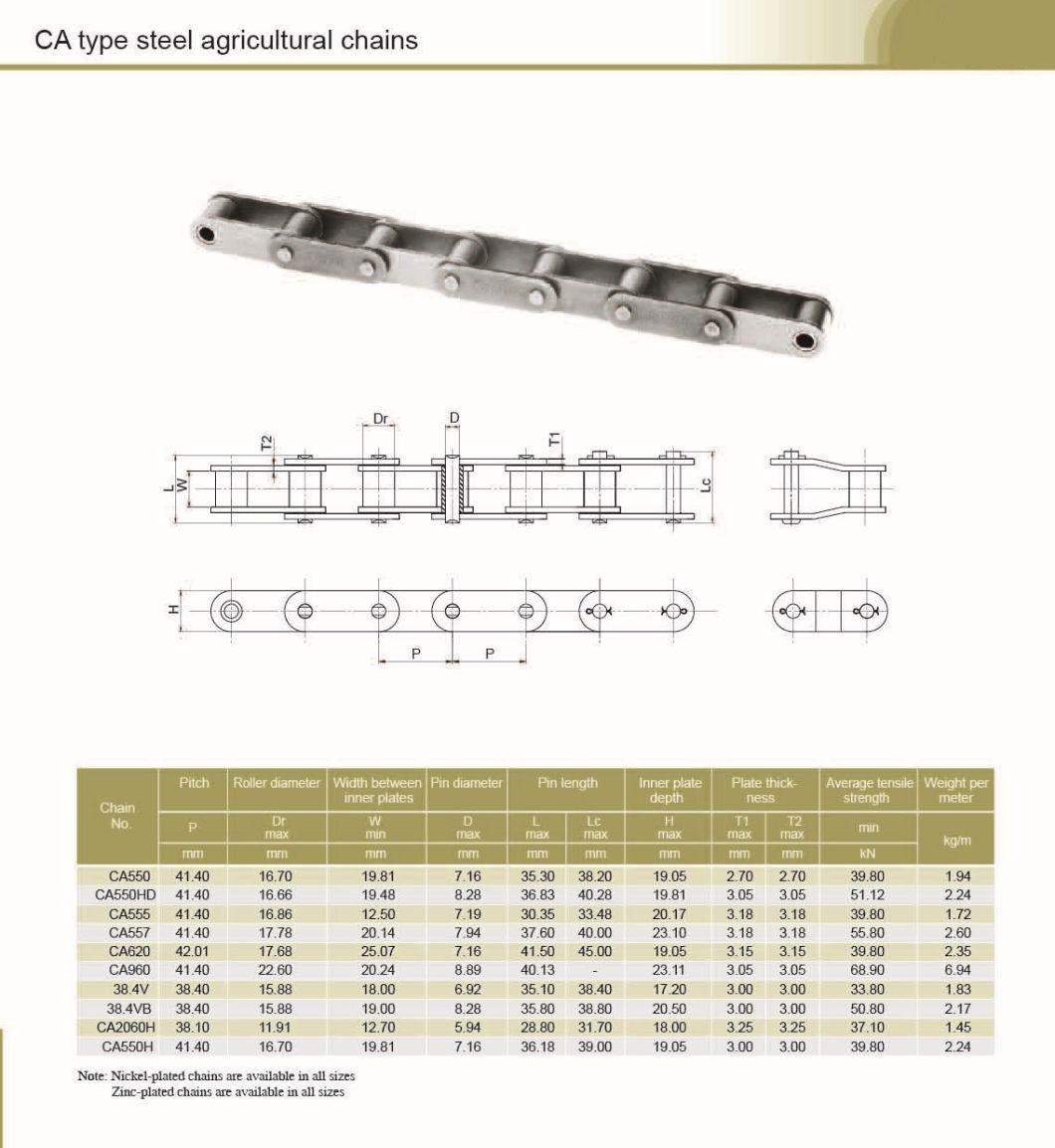 Ca557-A29 Agricultural Machinery Roller Chain with Ca557f2, Ca557f1, Ca557f4, Ca557f3, Ca5507f7