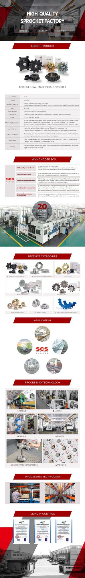 Customized Sprocket for Drying Machinery From China Sprocket Factory Scs 