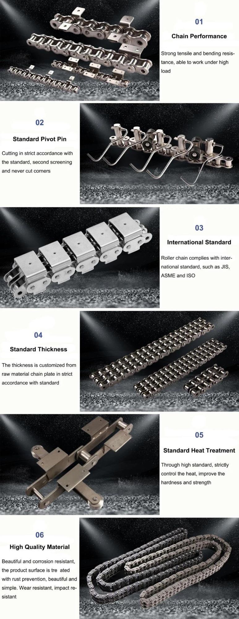 ANSI DIN Standard Industrial Heavy Duty Stainless Steel Special Welded Roller Chains