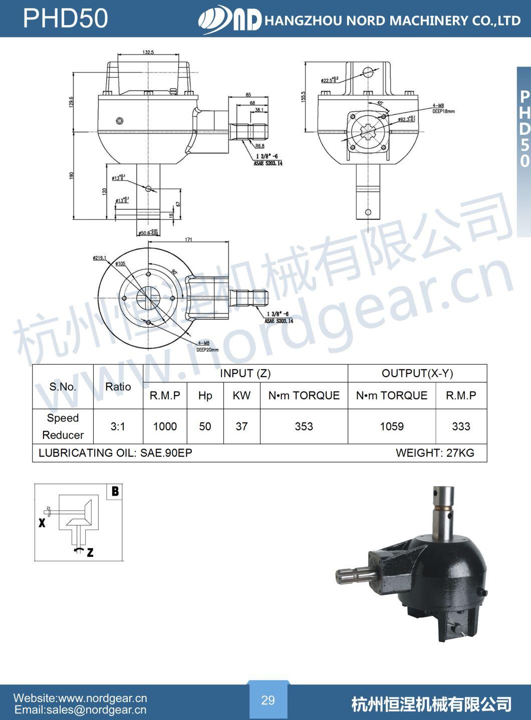 Post Hole Digger Gearbox for Agricultural Machine 90 Degree Becvel Farm Pto Right Angle Tractor Slasher Rotary Tiller Feed Mixer Pesticide Sprayer