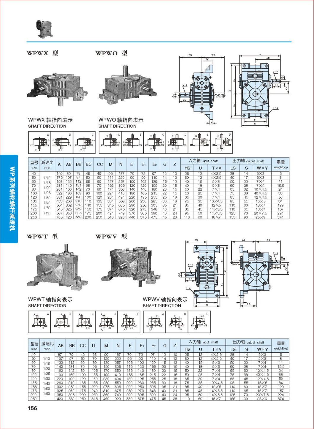 Wpa Gearbox Shaft Design Worm Gear Speed Reducer