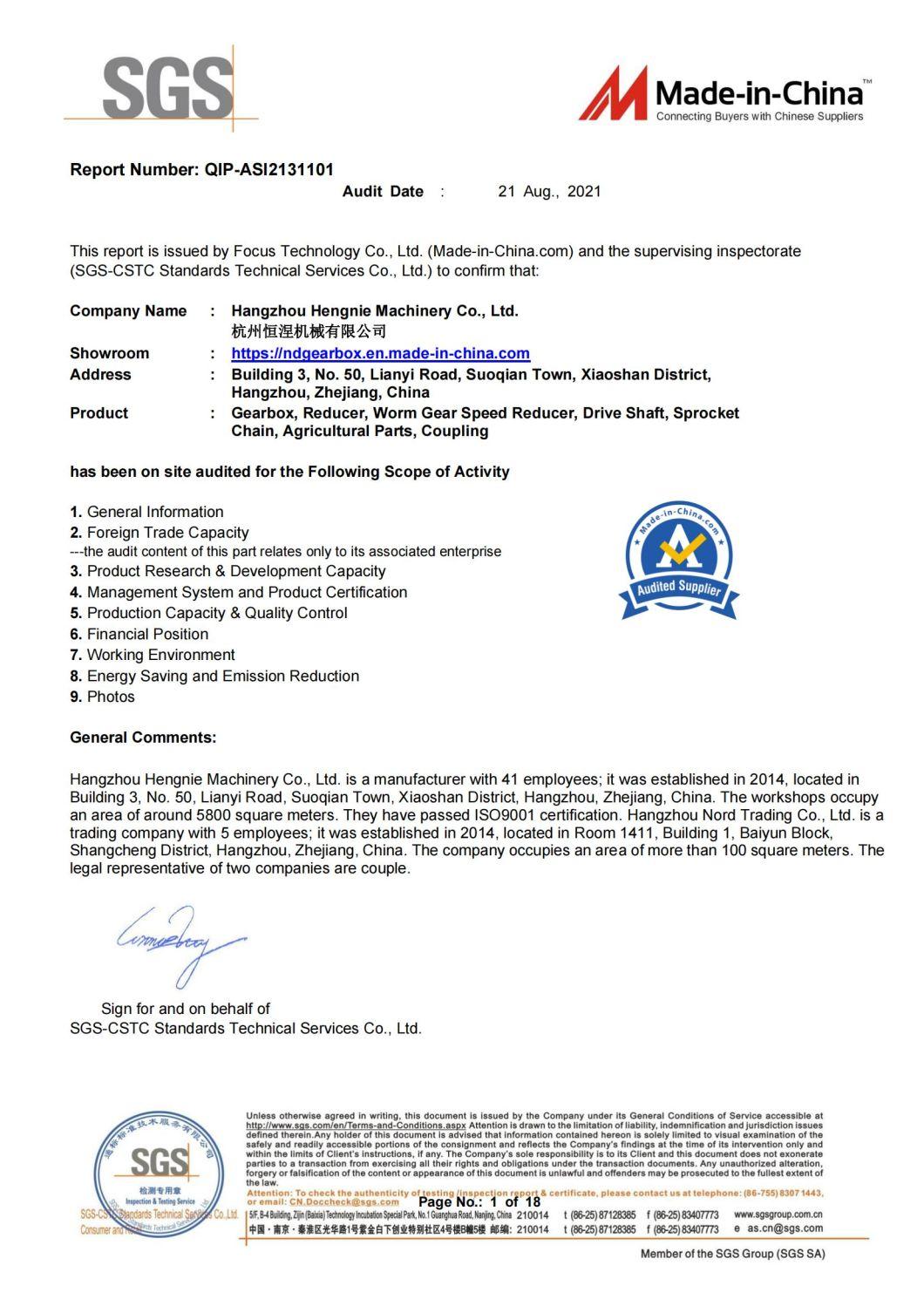 SGS Approved Nmrv Reduction Worm Gearbox/Speed Reduceraluminum Power Transmission Parts