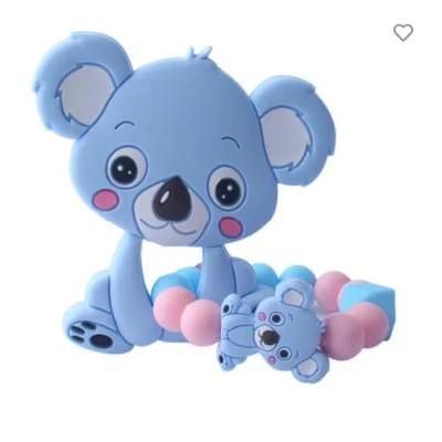 Customized Silicone Rubber Injection Products Baby Teether Toys Cartoon Animal Design BPA Free Food Grade Silicone Infant Chewing Teether Toy