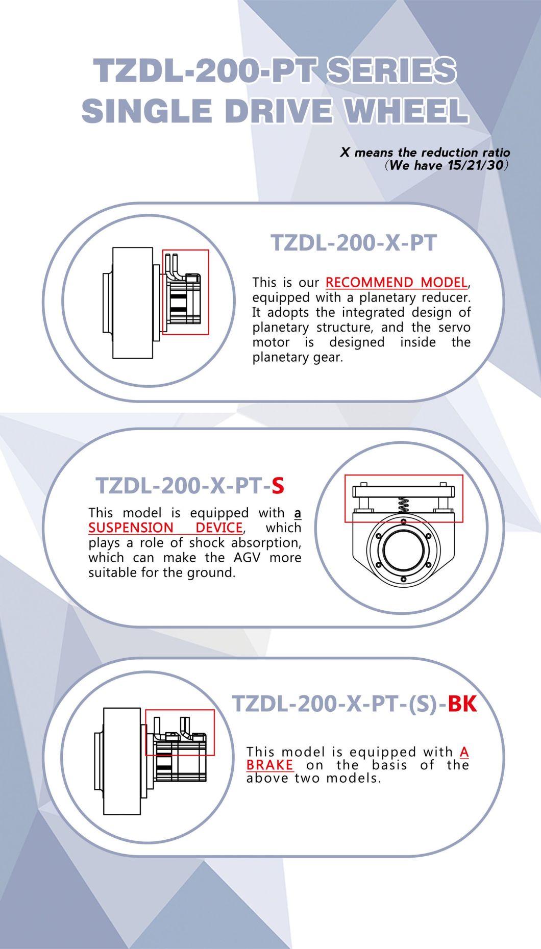 Tzbot Tzdl-200-PT Series High Precision Agv Driving Wheel with Planetary Reducer for Various Agv Vehicle Robot Models Material Handling Vehicle (TZDL-200-PT)