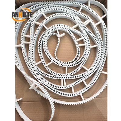 Annilte Special Processing PU Drive Belt Cleats Htd3m 5m 8m 14m 20m Seamless Steel Cord PU Timing Belt with Baffles