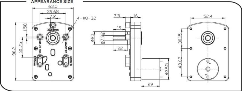 0.8-3.6W 3-36V DC DC Gear Motor (ZF-545) High Torque Low Noise