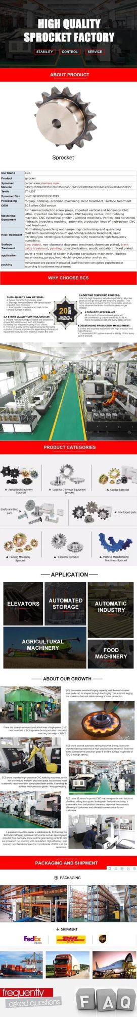 High-Quality Double Single Sprocket Made by China Manufacturer Scs