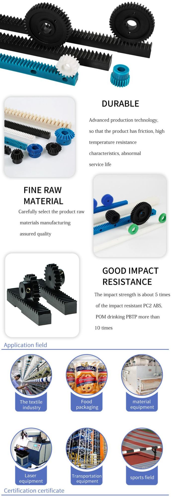 Plastic Internal Gears Wear-Resistant and Impact-Resistant Mechanical Equipment Internal Parts Processing POM Gear Rack