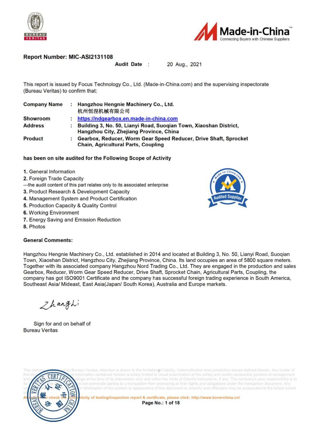 ND Brand Agriculture Gearbox with SGS Certificate