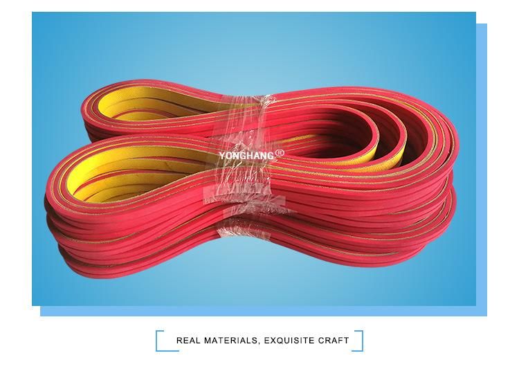 Special Customized Yellow Nylon Flat Belt with Red Rubber Coated Conveyor Belt for Glass Lens Factory Conveyor