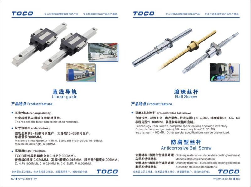 High Precision Egw15cc Toco Linear Guide Rail for Packing Machine