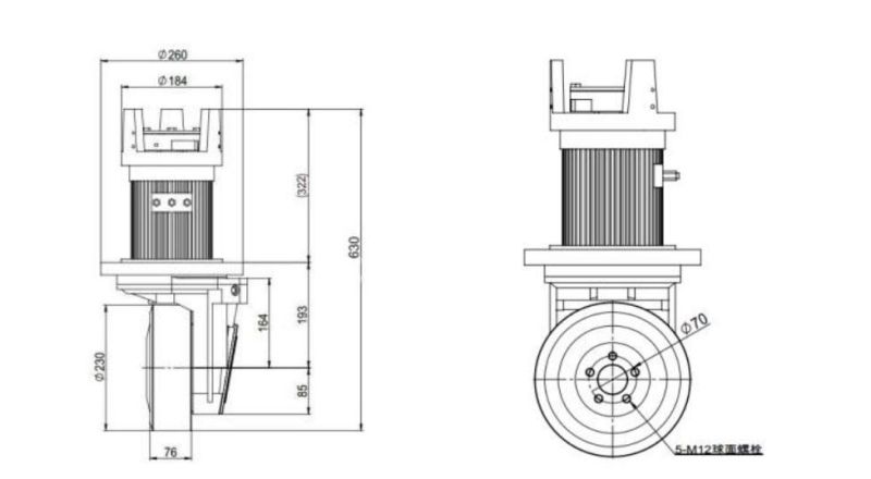 Low Noise Wear-Resistant 2.5kw AC Motor Forklift Drive Wheel with 230mm Diameter Wheel Designed for Forklifts and Other Handle Equipments (TZ12-DA25)