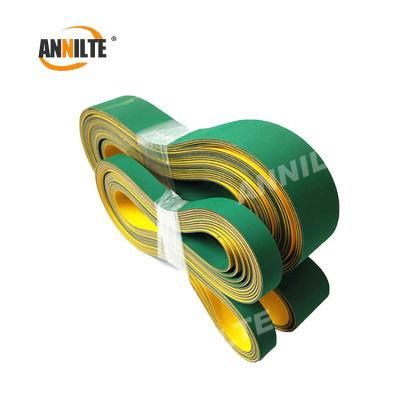 Annilte Textile Industry Flat Nylon Power Transmission Flat Belt with Green and Yellow Coated