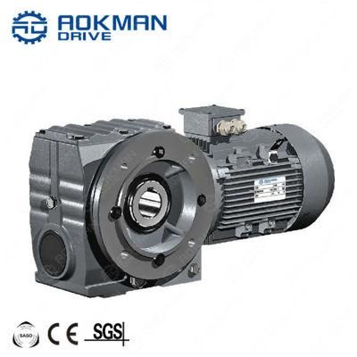 S Series Solid Shaft Helical-Worm Geared Reducer with in-Line Motor Foot Mounted