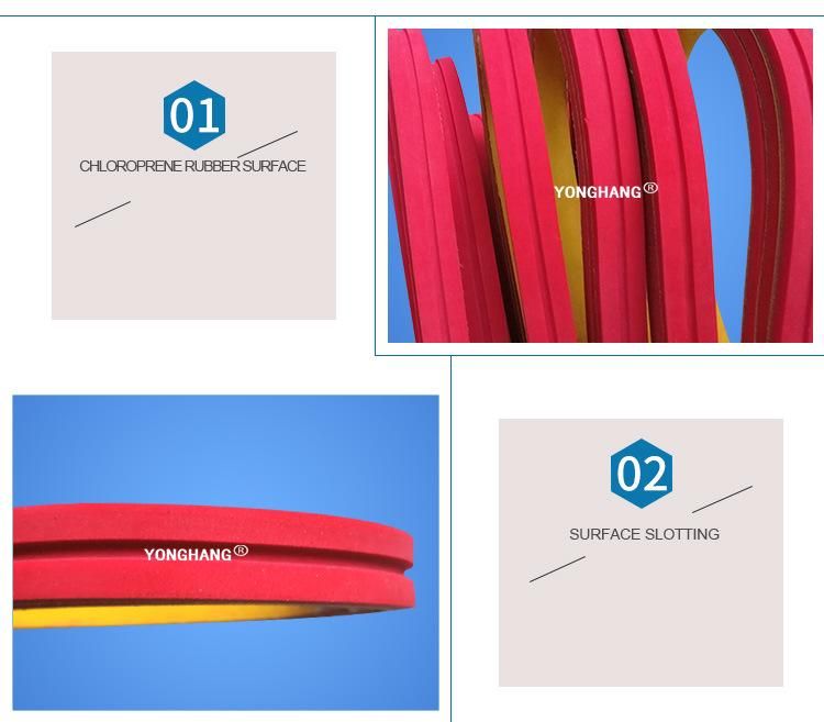 Special Customized Yellow Nylon Flat Belt with Red Rubber Coated Conveyor Belt for Glass Lens Factory Conveyor