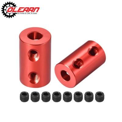 Olearn Bore Rigid Coupling 20mm Length 10mm Diameter Aluminum Alloy Shaft Coupler Connector Red