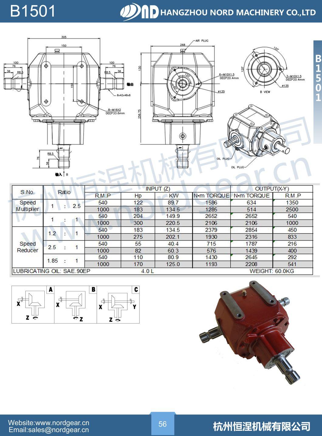 High Horsepower Reducer Transmission Agriculture Gear Box Pto Agricultural Gearbox for Straw Crushing Returning Machine Tillers Power Harrow