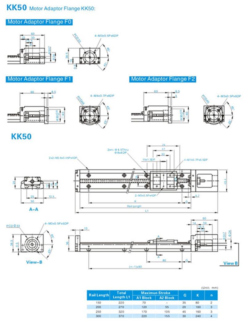 Linear Slide Linear Actuator Module Singe Axie Robot Kt5002-200A1-F0