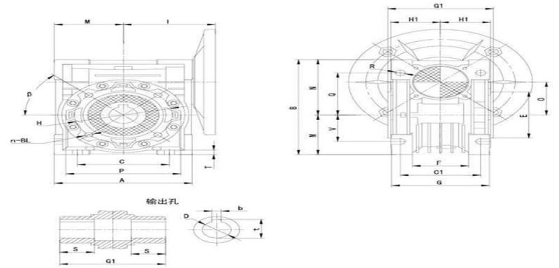 Durable Nmrv 030-150 Worm Gearbox for Mechanical Transmission Reduction