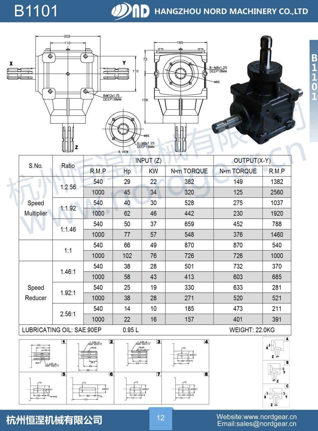 for European Exported ND Right Angle Gearbox 90 Degree Reducer for Agriculture Meachinery