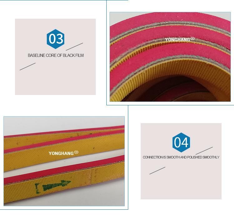 Special Customized Yellow Nylon Flat Belt with Red Rubber Coated Conveyor Belt for Glass Lens Factory Conveyor