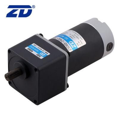 Classic Style Reversible Electric DC 60W 90mm Frame Gear Motor with Eccentric Output Shaft