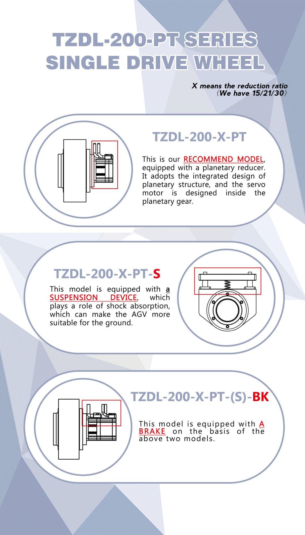 Latest Wheel Type Tzdl-200-PT Series Agv Wheel with 200kg Load Capacity with Shock-Absorbing Suspension Device for Industrial Agv Vehicle Robot (TZDL-200-PT-S)