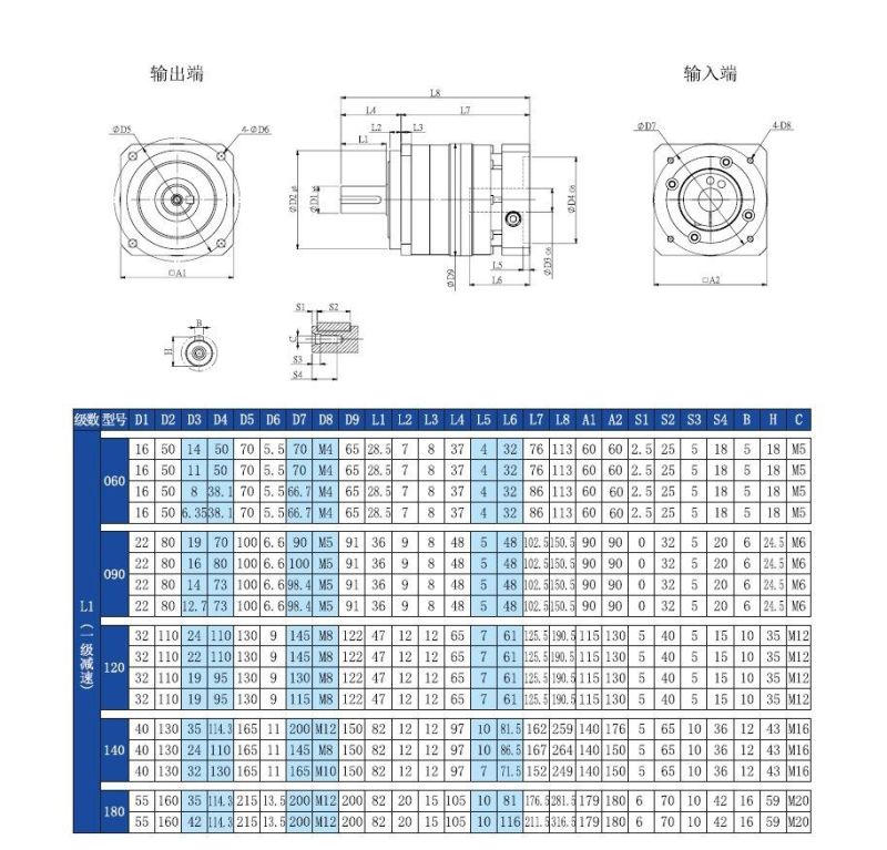 Custom Drawing Planetary Gearbox Reducer 3 Arcmin Ratio 3: 1 to 10: 1 for NEMA23 Stepper Motor Input Shaft 1/4inch 6.35mm