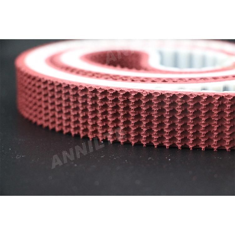 Annilte Hight Wear Resisting Seamless Transmission Industrial Red /Yellow/Black Coated PU Rubber Conveyor Timing Belt