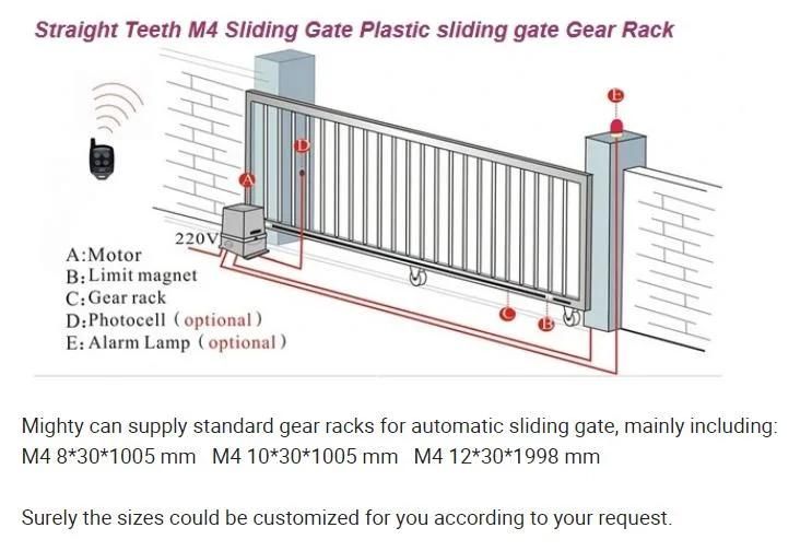 Automatic Sliding Gate Opener A3 Steel Gear Rack Automatic Sliding Gate Operator Gear Rack 1005 * 8 * 30 M4 Gear Rack