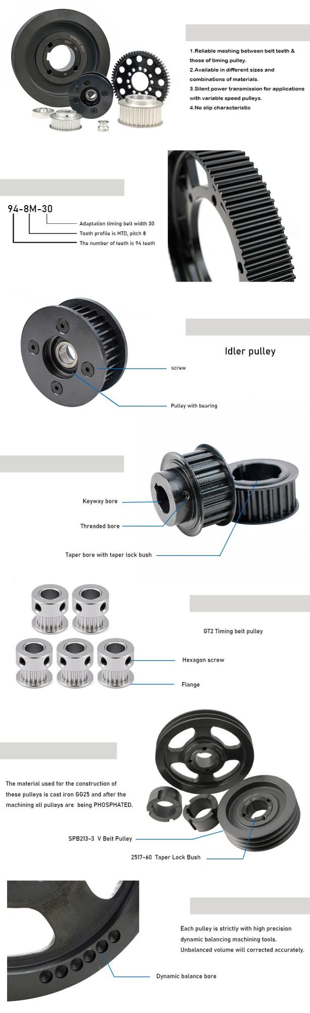 Aluminium Timing Pulleys Mxl XL L H Xh Xxh T2.5 T5 T10 At5 At10 3m Gt2 Timing Belt Pulley