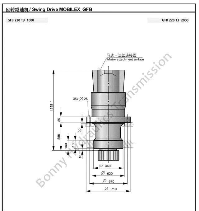 Swing Drive Gearbox/Slew Drive Gearbox Gfb220 T3 1000