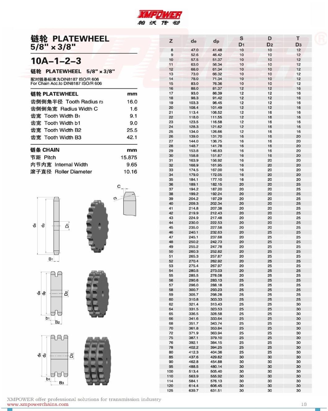 Precision Sprocket Platewheel 10A-1-2-3 for Roller Chain 5/8"X 3/8"