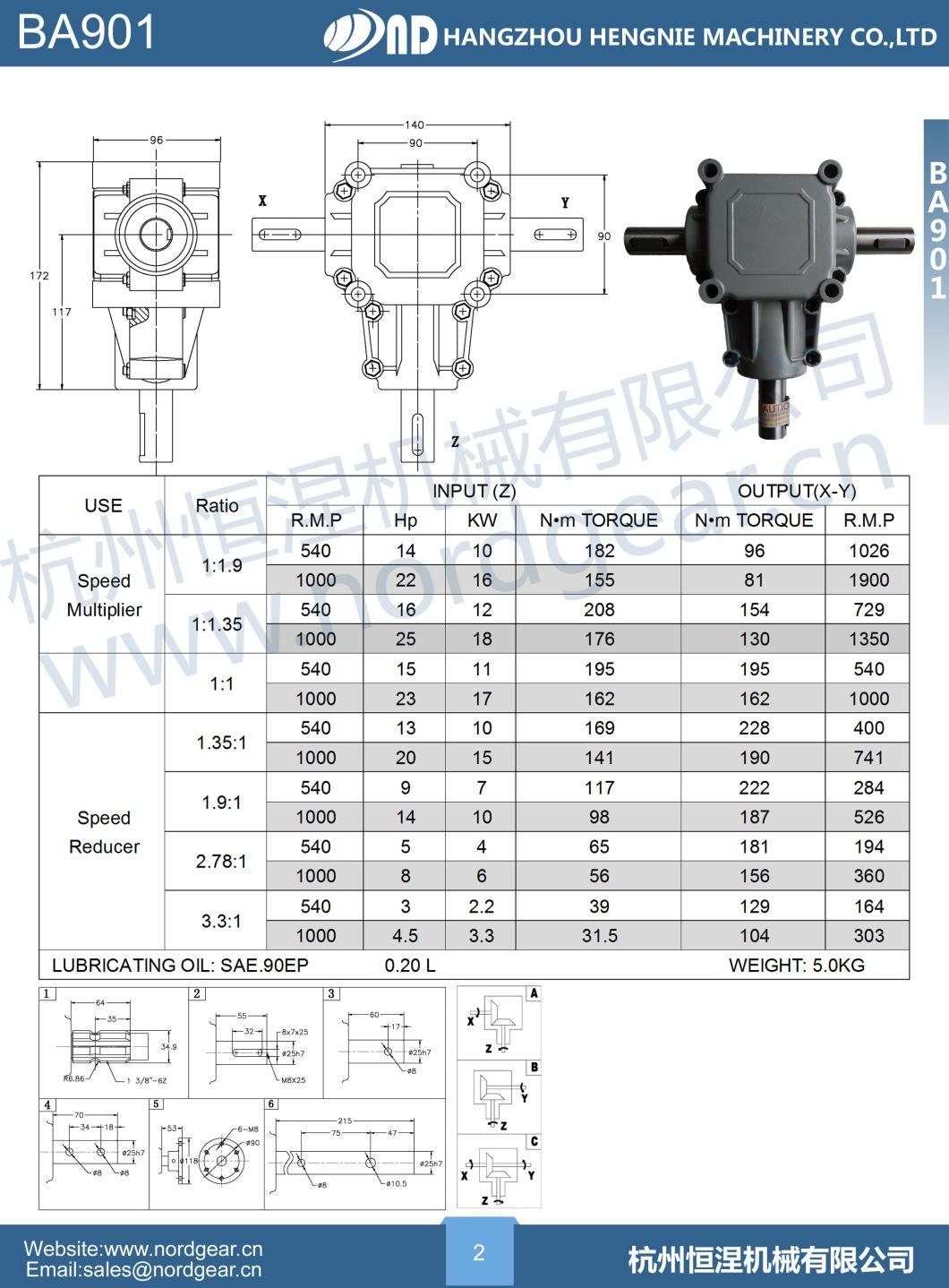 Pto Farm Slasher Rotary Mixer Tractor Right Angle Agricultural Bevel Gearbox for Manual Fertilizer Distributor/Salt Spreader