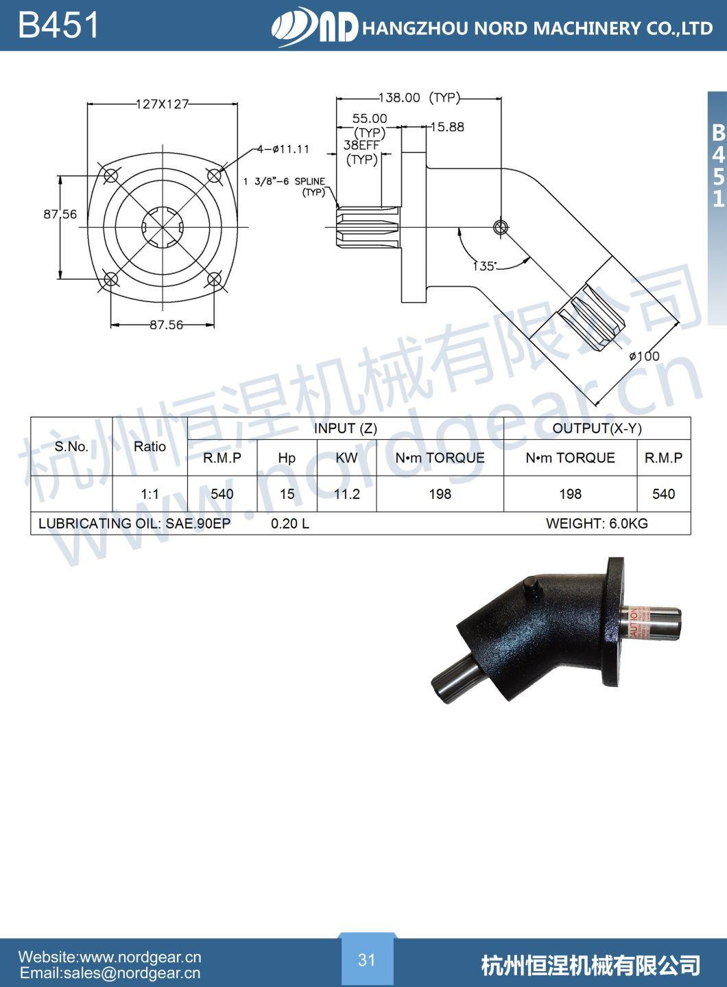 Farm Machinery Right Angle 135 Degree Steering Gear Reversing Commutator Agricultural Spiral Bevel 540 Pto Gearboxes for Tractor