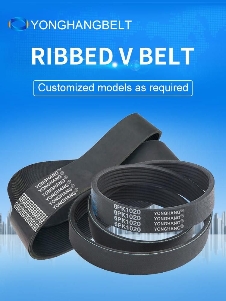 High Quality Industrial Rubber Regular Ribbed V-Belt Black 6pk1020