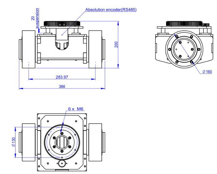 400W BLDC Motor Driving Wheel with 2 Motors for Industrial Application (TZCS-400-A)