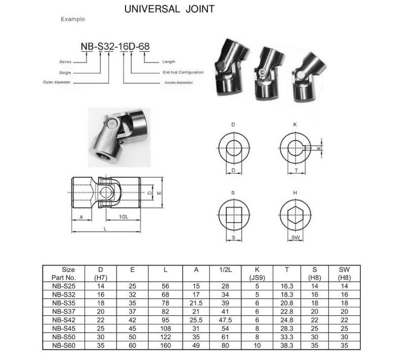 Rear Axle Universal Joint Splined Shaft Single U-Joint Od 80mm Length 110mm