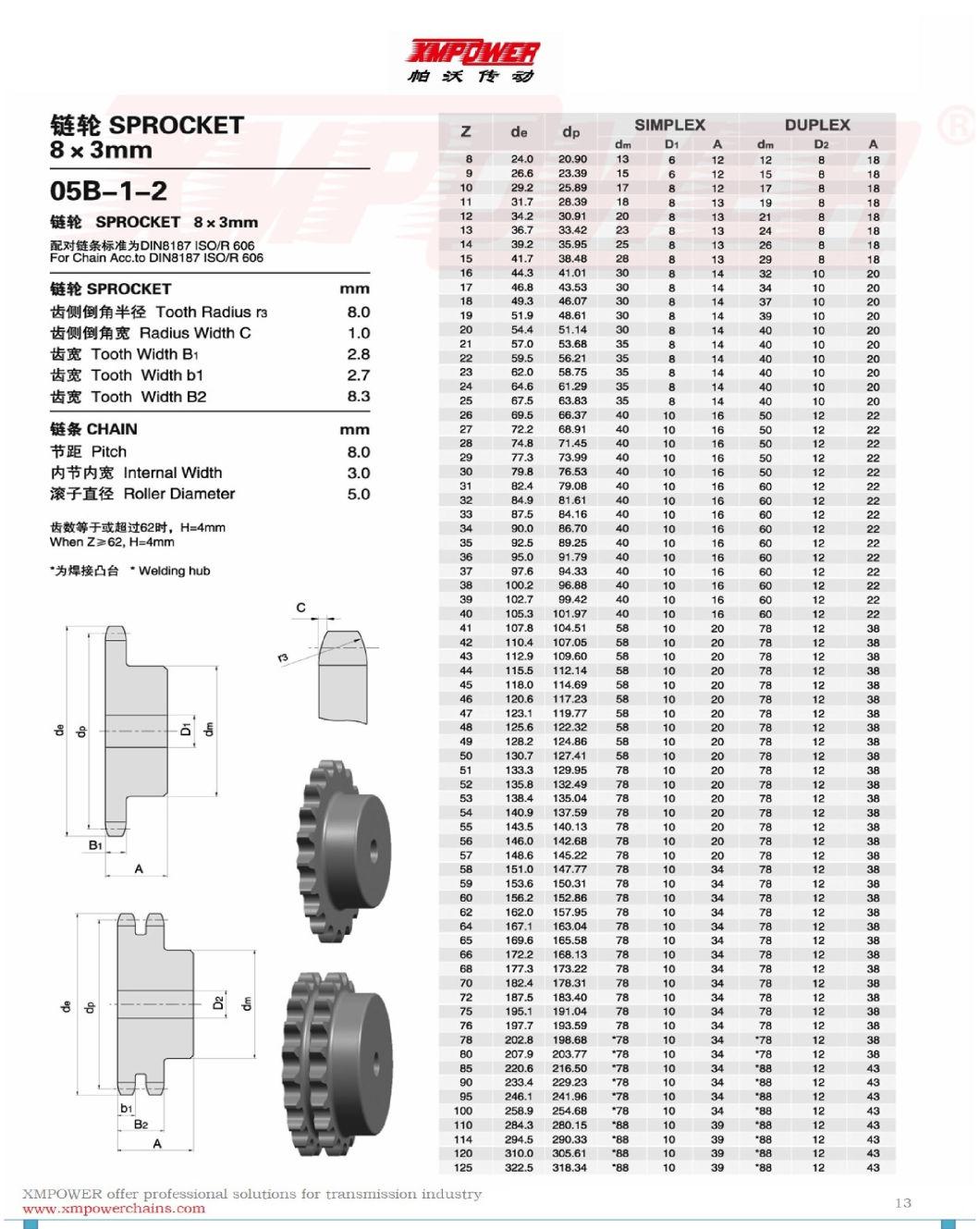 Precision Sprocket 05b-1-2 for Roller Chain 8X3mm
