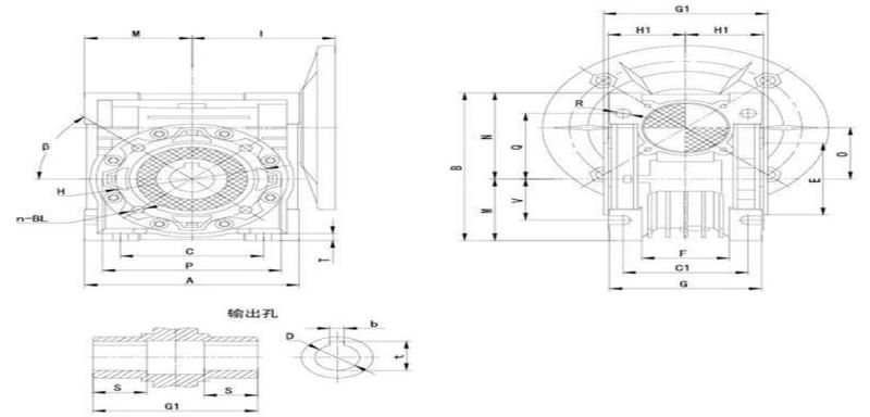 Durable Nmrv 030-150 Worm Gearbox for Mechanical Transmission Reduction